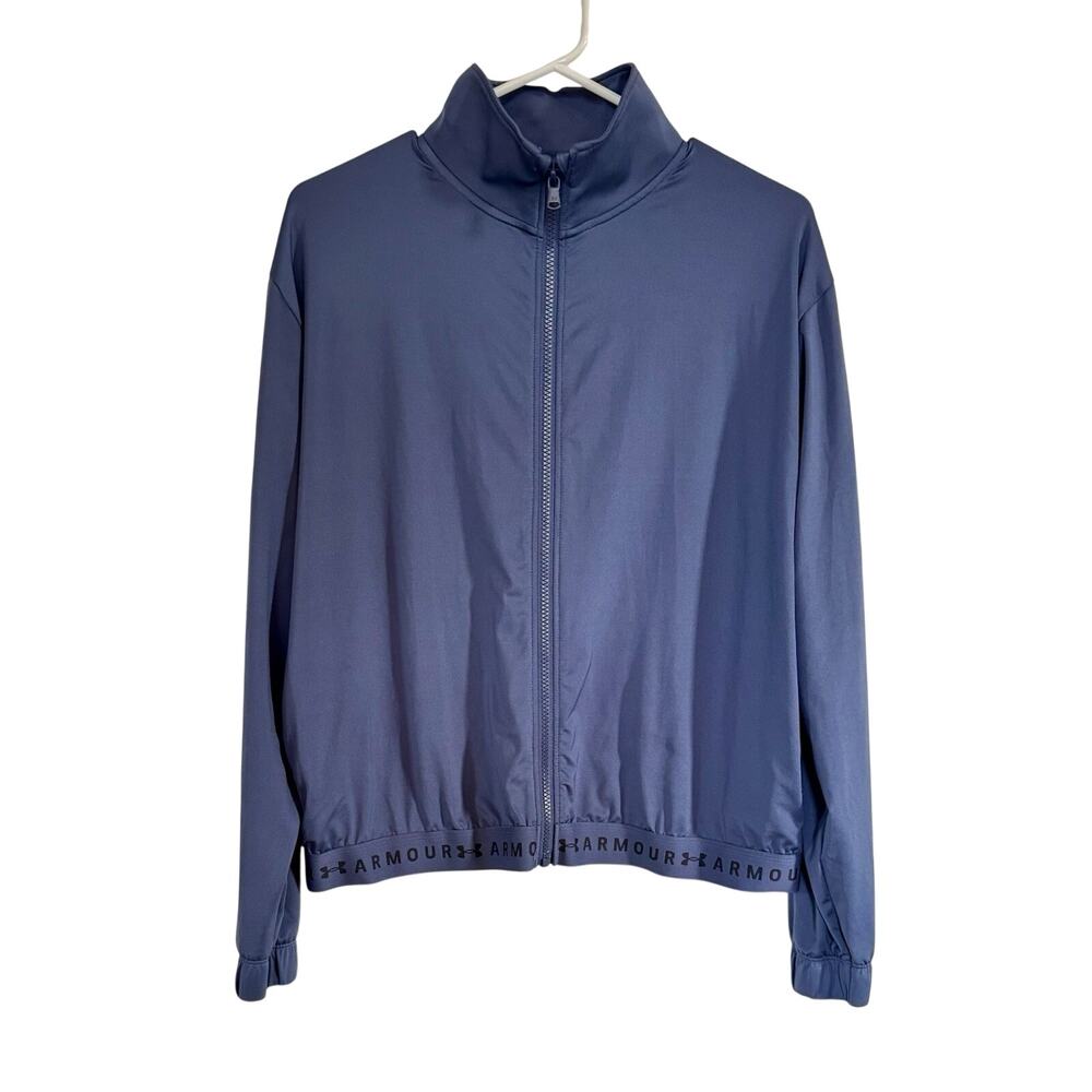 Under Armour Active Lightweight Blue Cropped Heatgear Full Zip BoxyJacket  Med